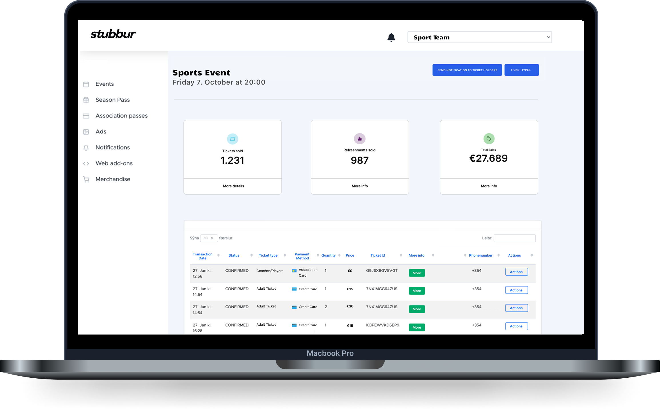 Stubbur Ticketing System Features